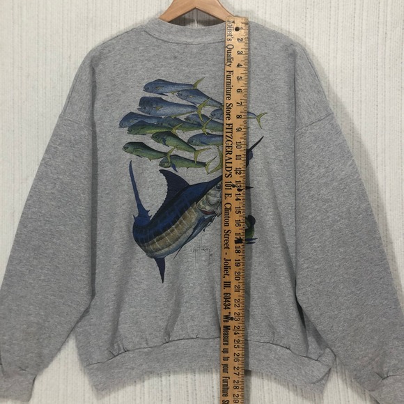 Guy Harvey Marlin Fish Graphic Sweatshirt XL Crewneck Pullover‎ Gray - Picture 3 of 8